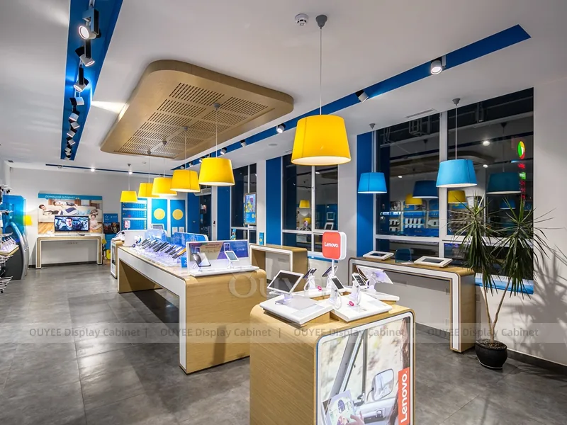 Wood Tone And Gold Phone Store Display Fixture - Image 6