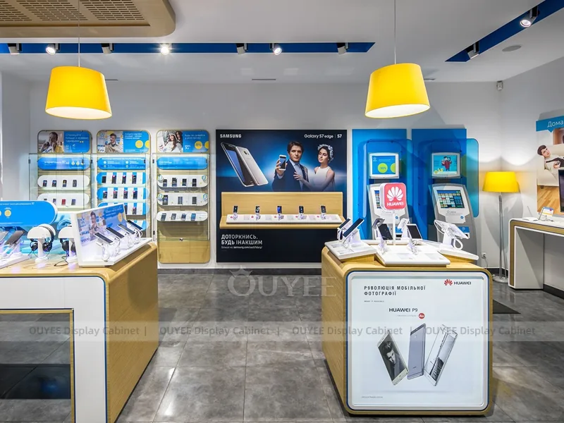 Wood Tone And Gold Phone Store Display Fixture - Image 7