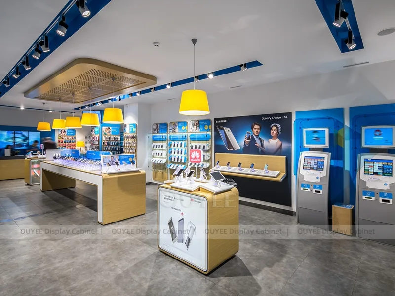 Wood Tone And Gold Phone Store Display Fixture - Image 8