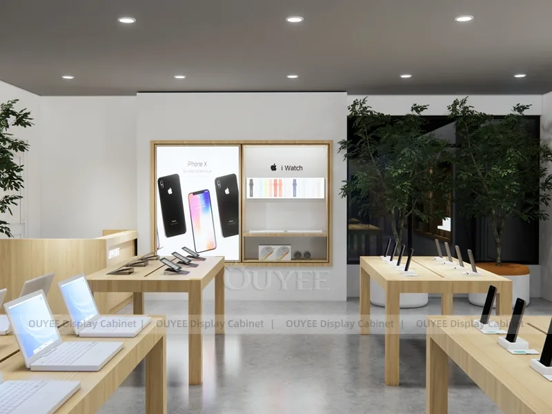Wood Tone And Gold Phone Store Display Fixture - Image 3