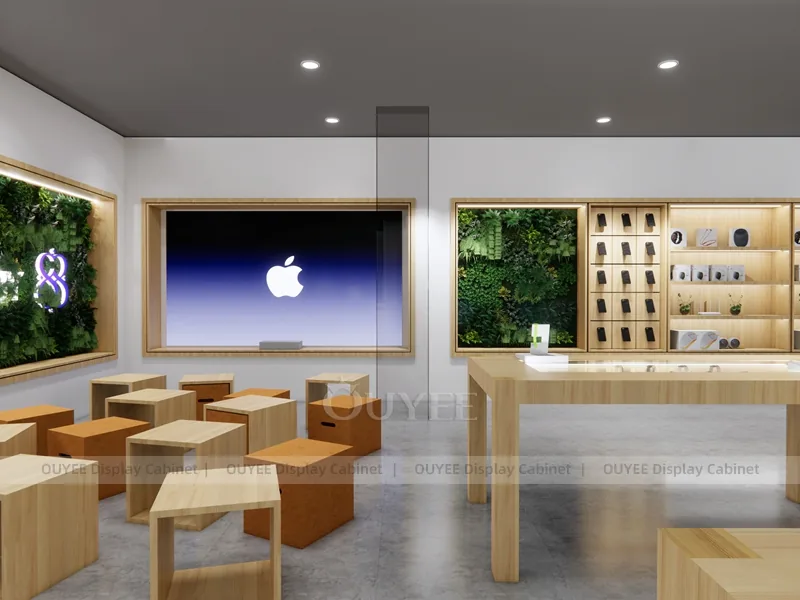 Wood Tone And Gold Phone Store Display Fixture - Image 4