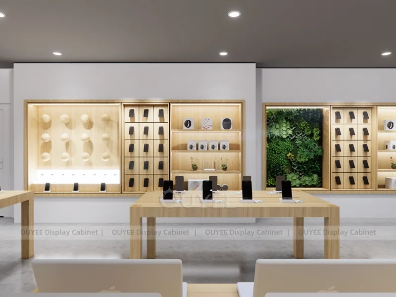 Wood Tone And Gold Phone Store Display Fixture - Image 8