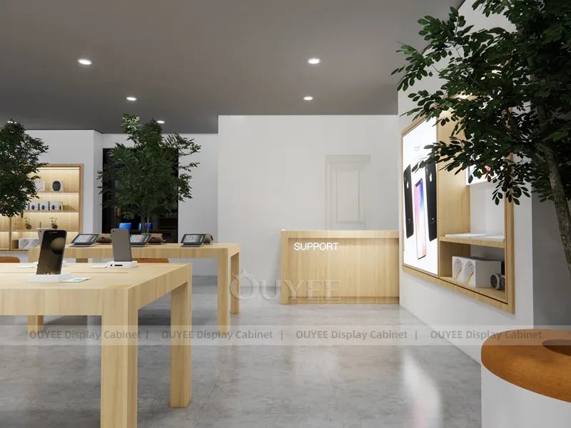 Wood Tone And Gold Phone Store Display Fixture - Image 9