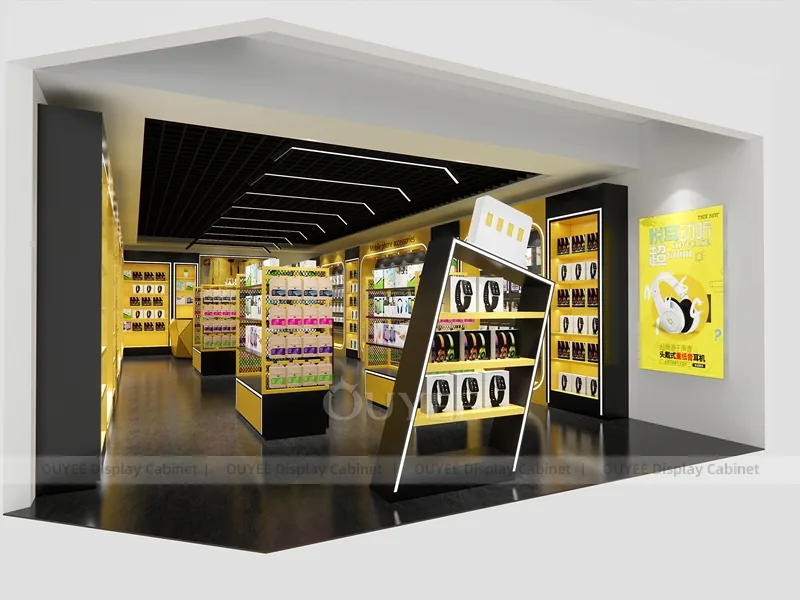 Wood Tone And Gold Phone Store Display Fixture - Image 2