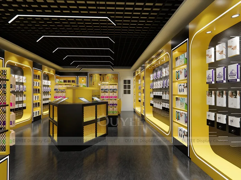 Wood Tone And Gold Phone Store Display Fixture - Image 4