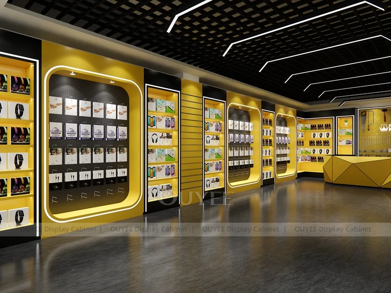 Wood Tone And Gold Phone Store Display Fixture - Image 7
