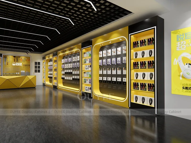 Wood Tone And Gold Phone Store Display Fixture - Image 8