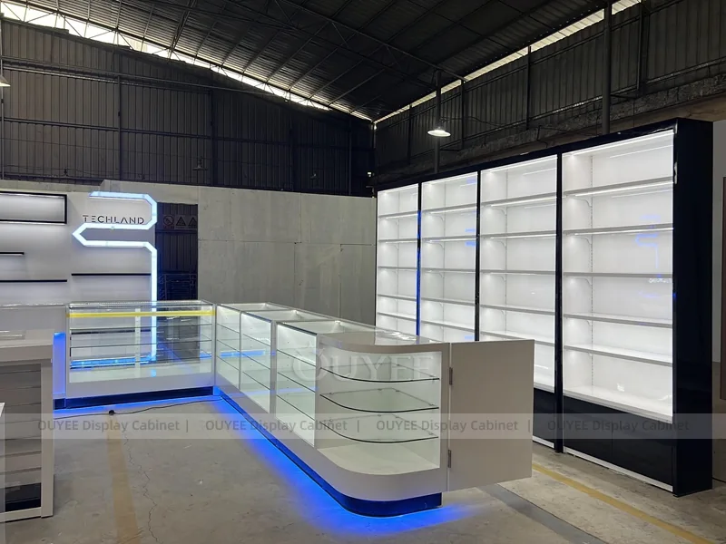 Wood Tone And Gold Phone Store Display Fixture - Image 6