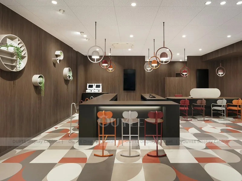 Wood Tone And Orange Glass Display Fixture - Image 5