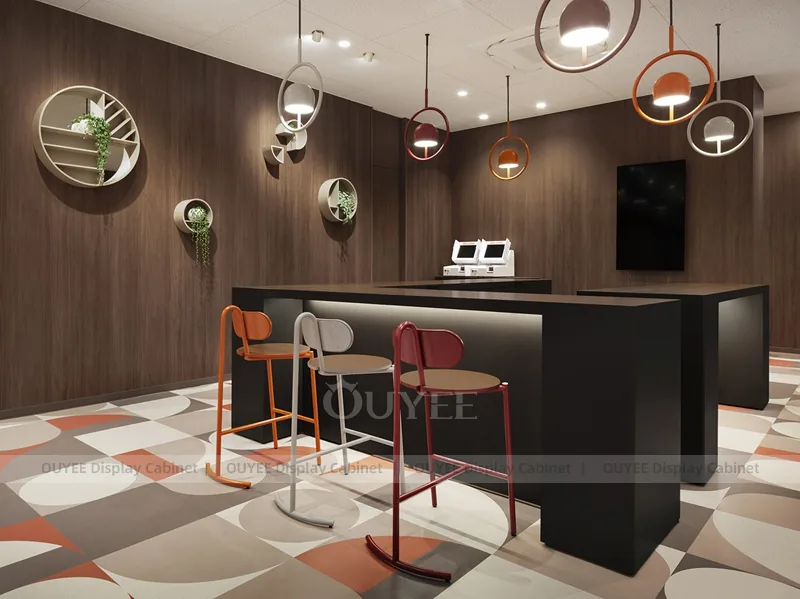 Wood Tone And Orange Glass Display Fixture - Image 6