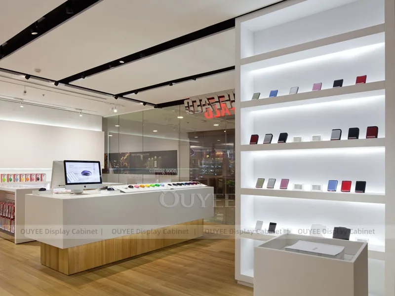 Wood Tone And Orange Phone Store Display Fixture - Image 5