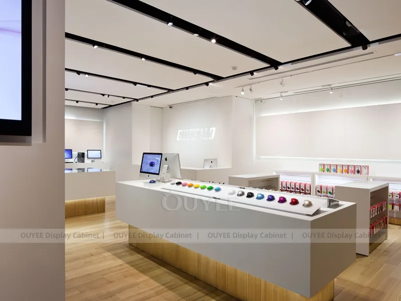 Wood Tone And Orange Phone Store Display Fixture - Image 6