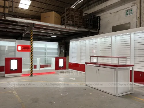 Wood Tone And Red Complete Store Fixture