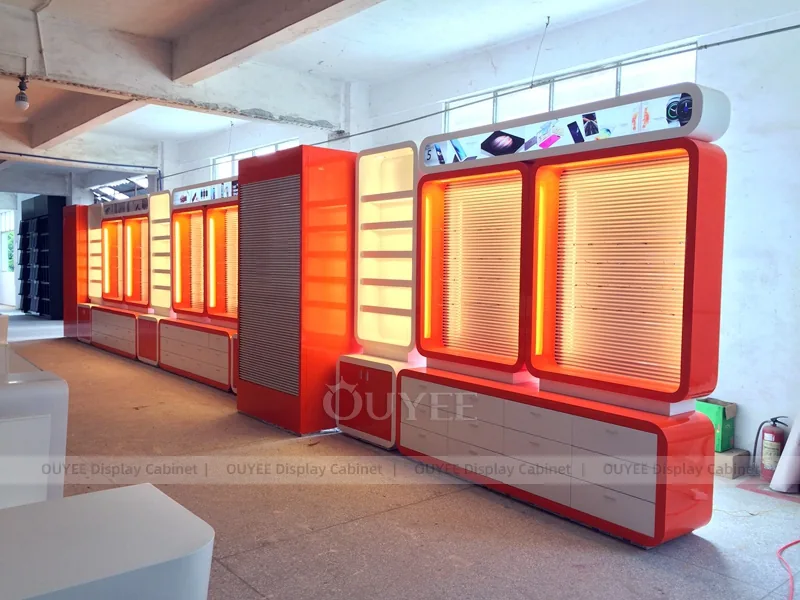 Wood Tone And Red Complete Store Fixture