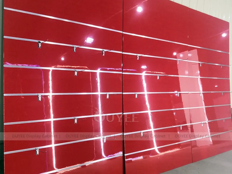 Wood Tone And Red Phone Store Display Fixture - Image 6