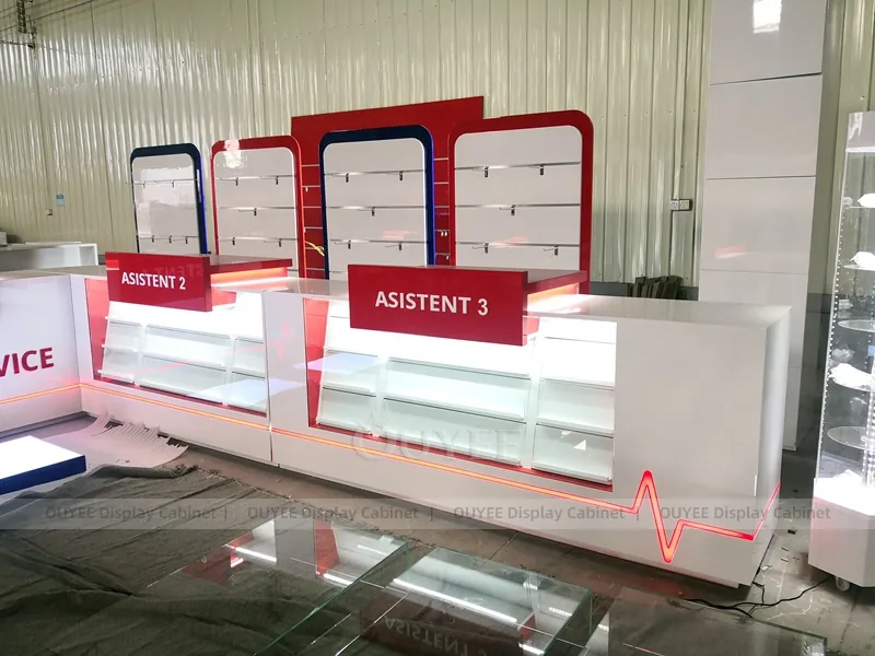 Wood Tone And Red Phone Store Display Fixture - Image 2