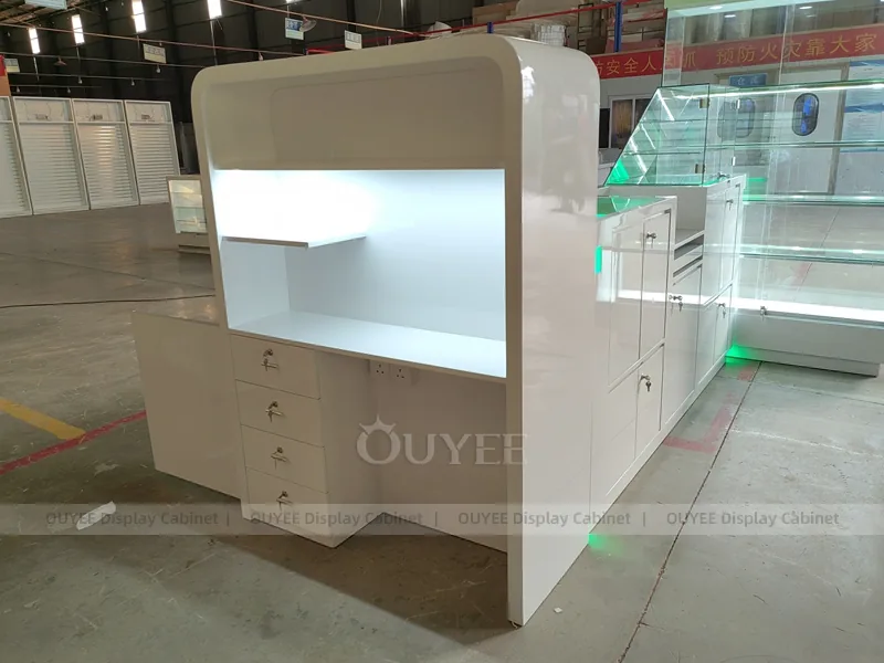 Wood Tone And Teal Phone Store Display Fixture - Image 3