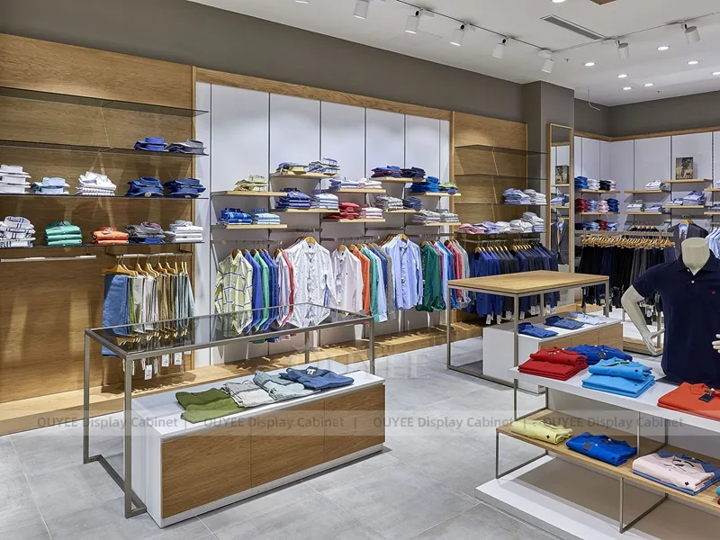 Wood White Menswear Wall Menswear Clothing Store Display 01