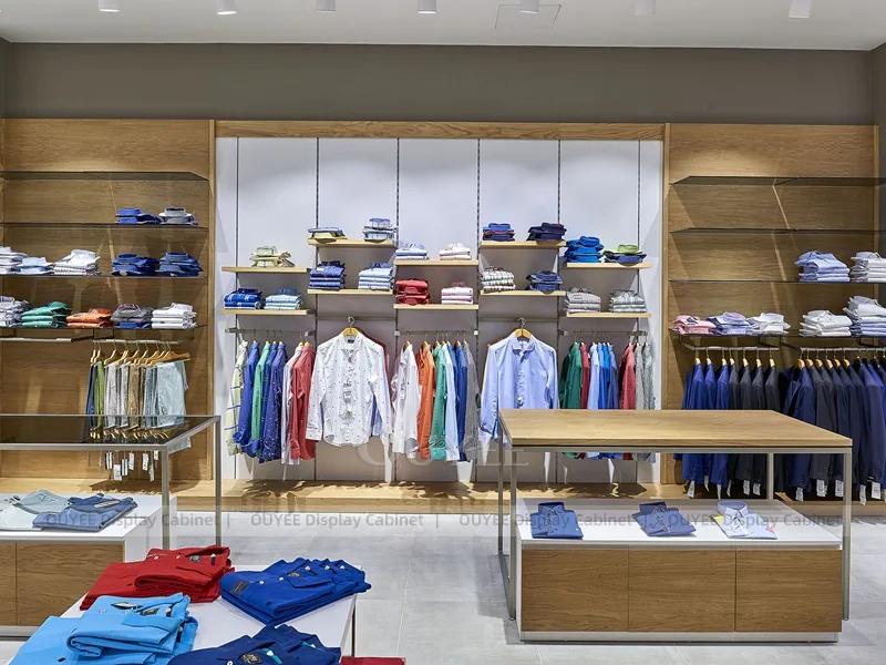 Wood White Menswear Wall Menswear Clothing Store Display 03