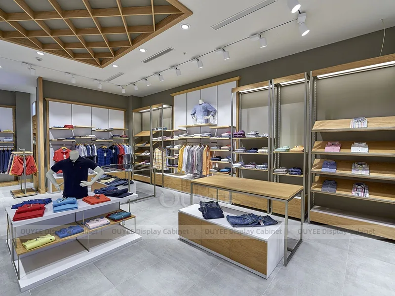 Wood White Menswear Wall Menswear Clothing Store Display 04