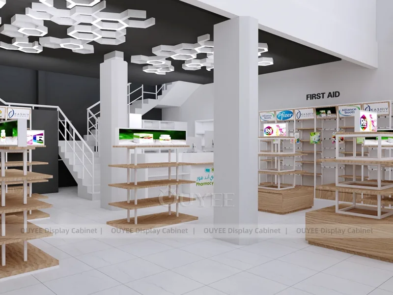 Wood White Pharmacy Shelving - Image 3