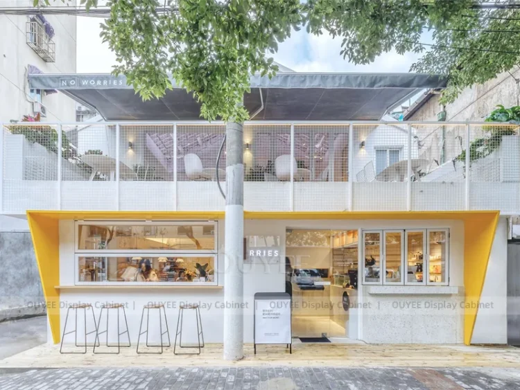 Yellow Cafe Storefront | Custom Bubble Tea Shop Display Manufacturer