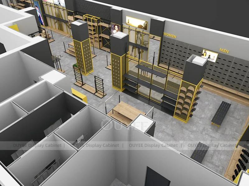 Yellow Goal Showroom Retail Clothing Display - Image 4