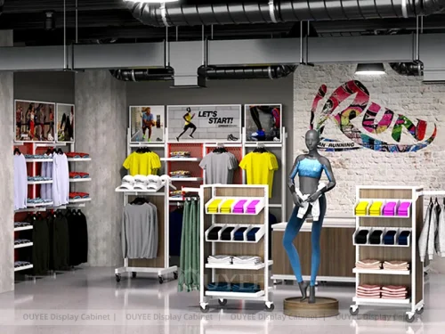 Youth Sportswear Wall Display with Mannequin Tables 01