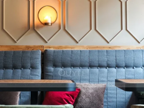 Black Wood Boutique Cafe Counter Fixture with Pendant Light Interior 01