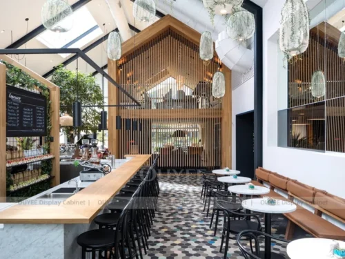 Gold Wood Urban Bakery Cafe Counter with Coffee And Pastry Run 01