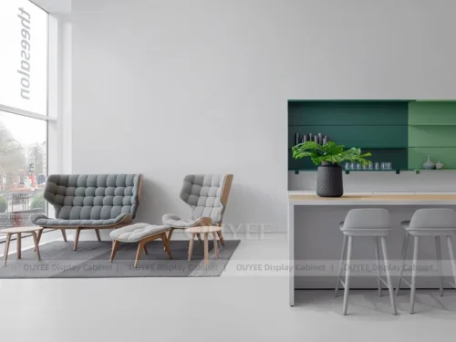 White Wood Cozy Cafe Counter Fixture with Customer Pickup Zone 01